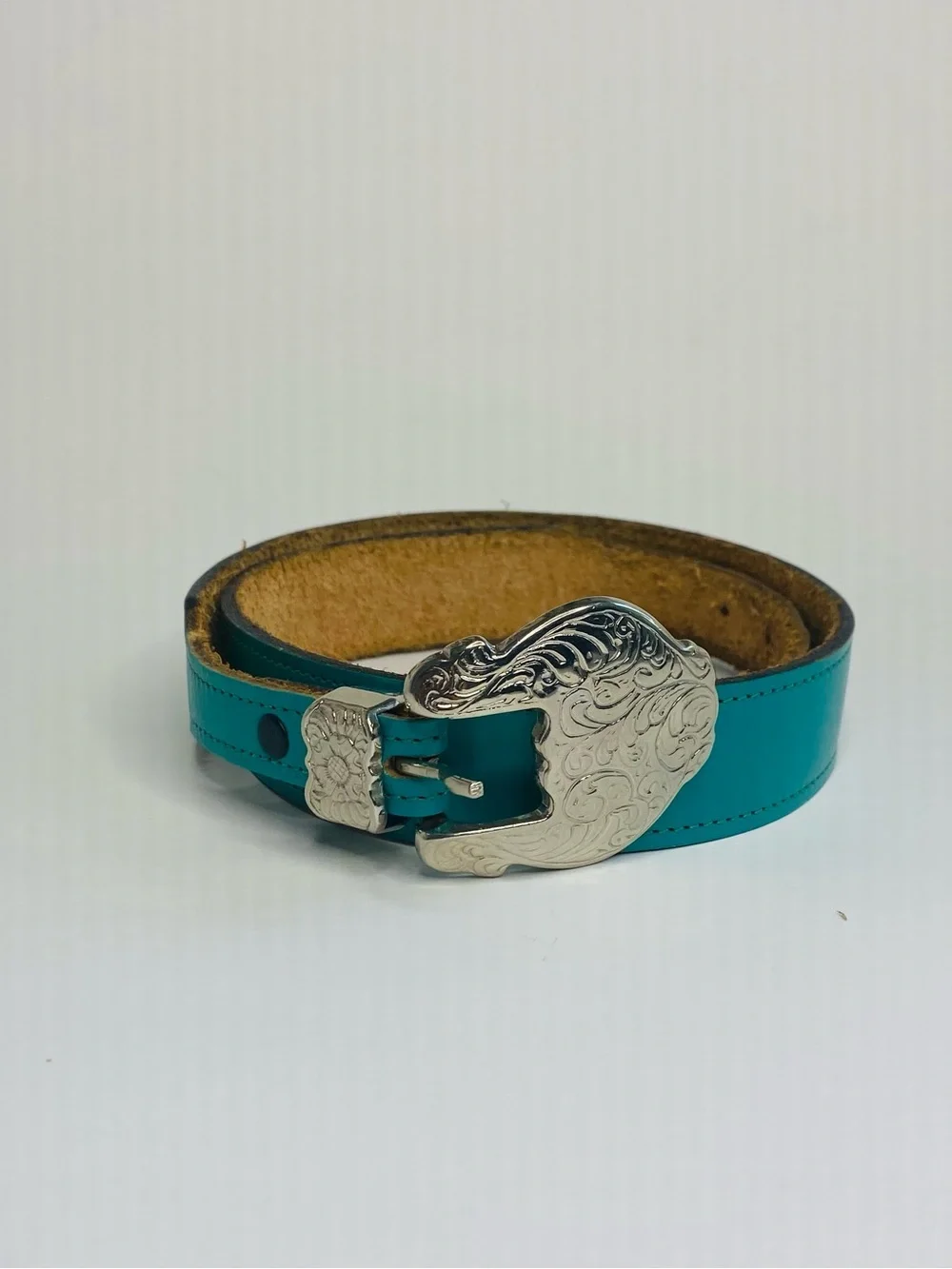 Chambers Teal Leather Western belt Size S/M South west